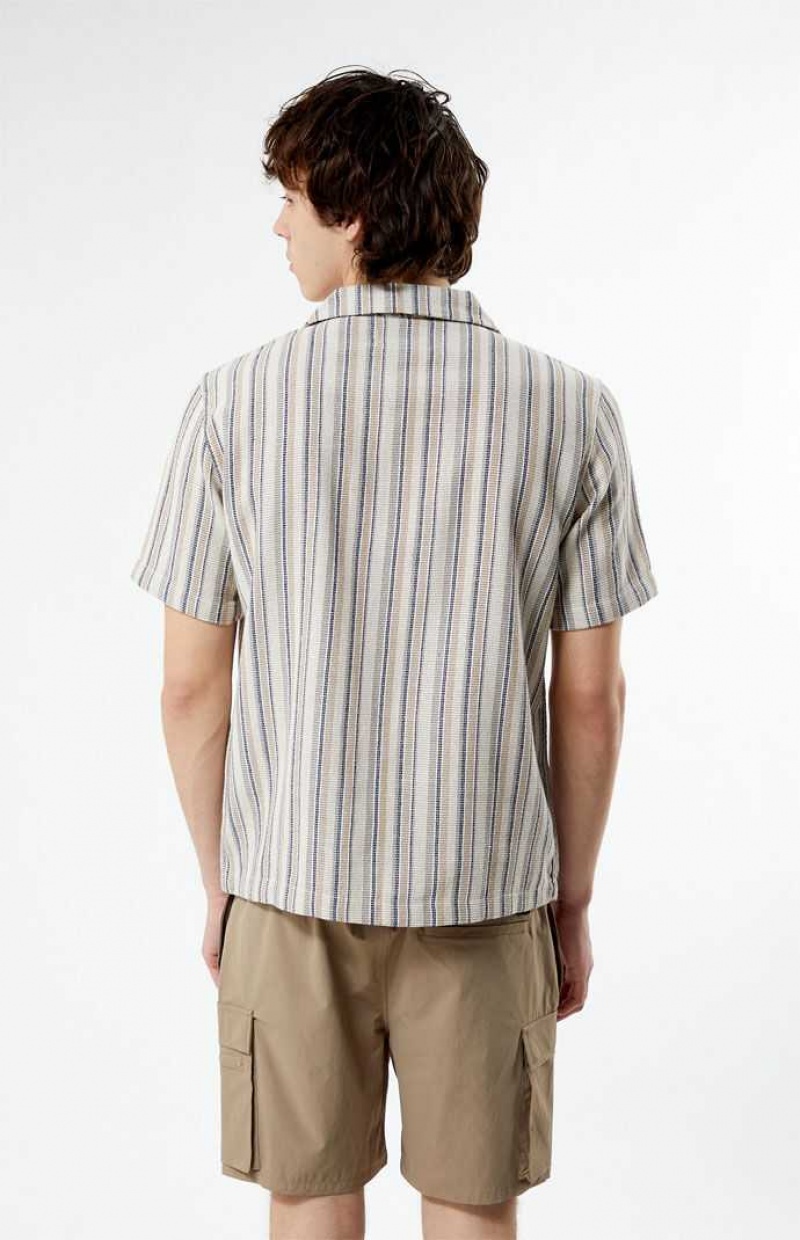 MULTI PacSun Woven Striped Camp Shirt | QUAHKBM-23