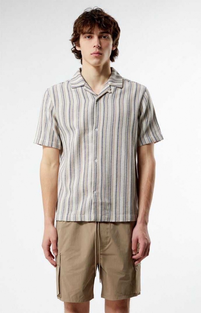 MULTI PacSun Woven Striped Camp Shirt | QUAHKBM-23