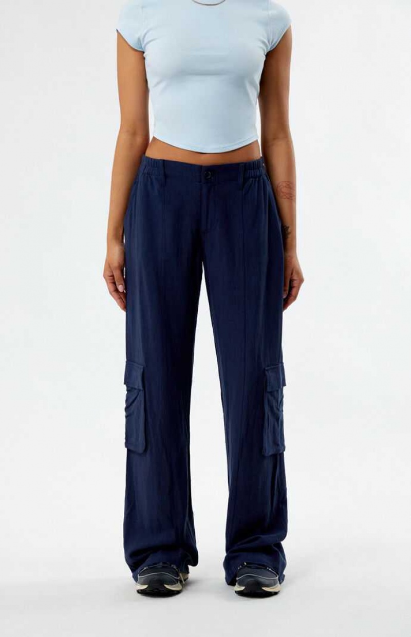 NAVY PacSun Linen Cargo Pants | GEAMVIH-84