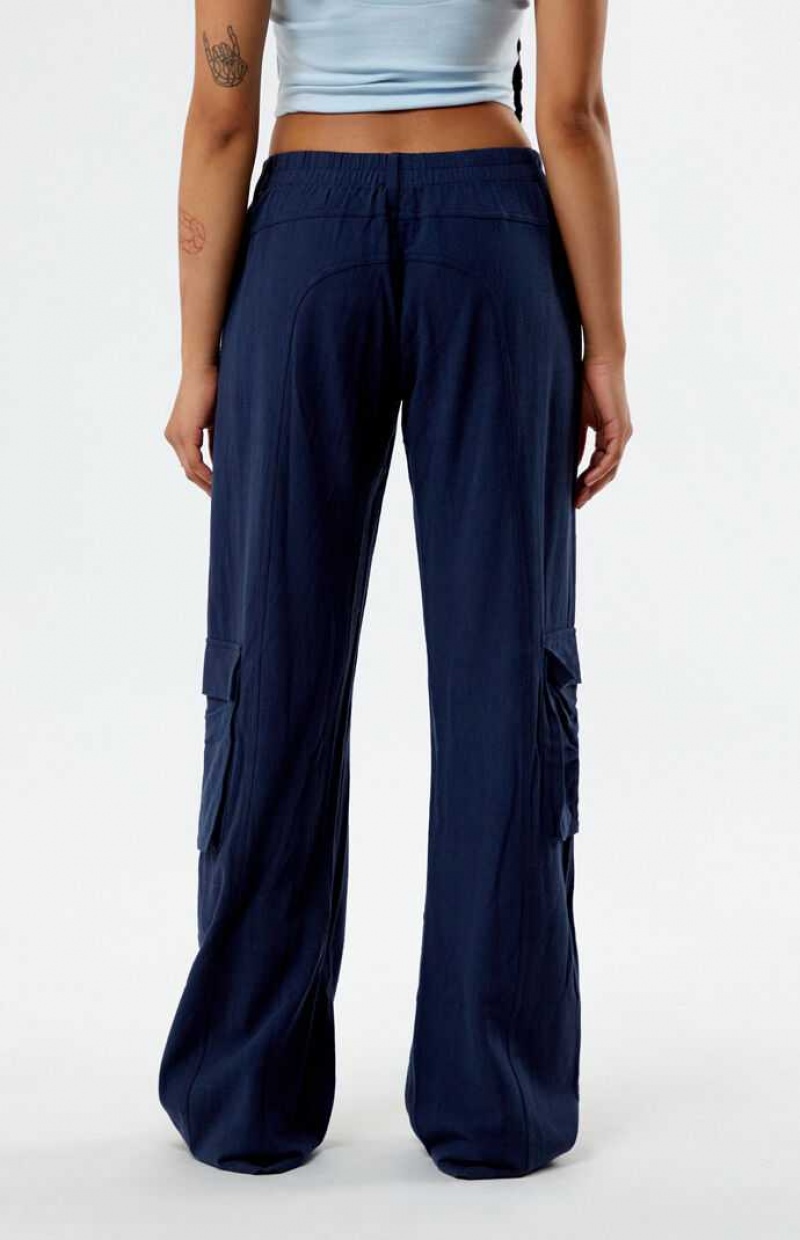 NAVY PacSun Linen Cargo Pants | GEAMVIH-84