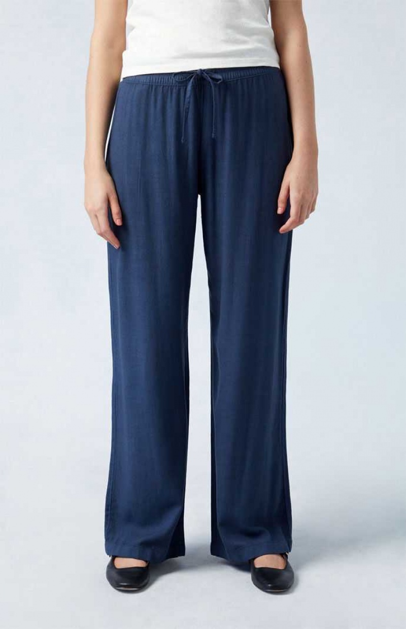 NAVY PacSun Linen Pull-On Pants | AZDPQBT-29