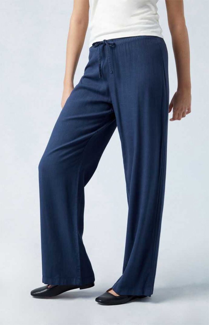 NAVY PacSun Linen Pull-On Pants | AZDPQBT-29