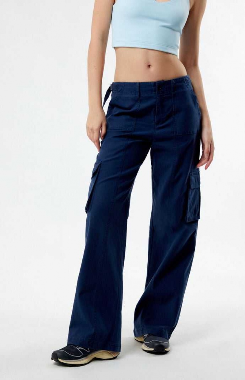 NAVY PacSun Mid Rise Puddle Pants | VAECBPU-41