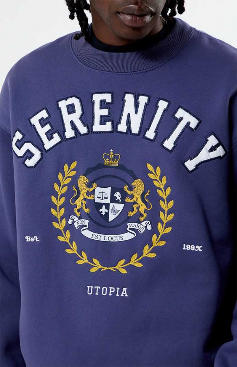 NAVY PacSun Serenity Embroidered Crew Neck Sweatshirt | XEFKUAY-76