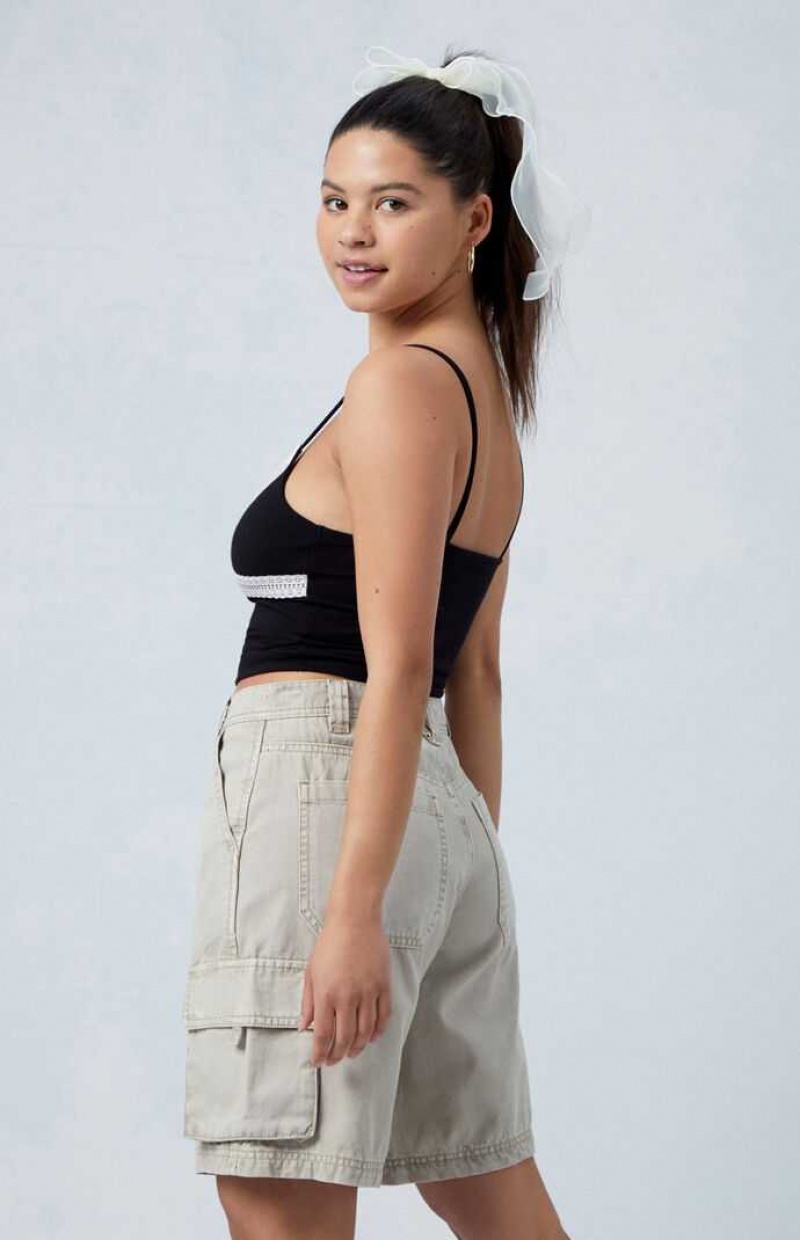 OATMEAL PacSun Oatmeal Low Rise Cargo Skater Shorts | QIDNXLG-16