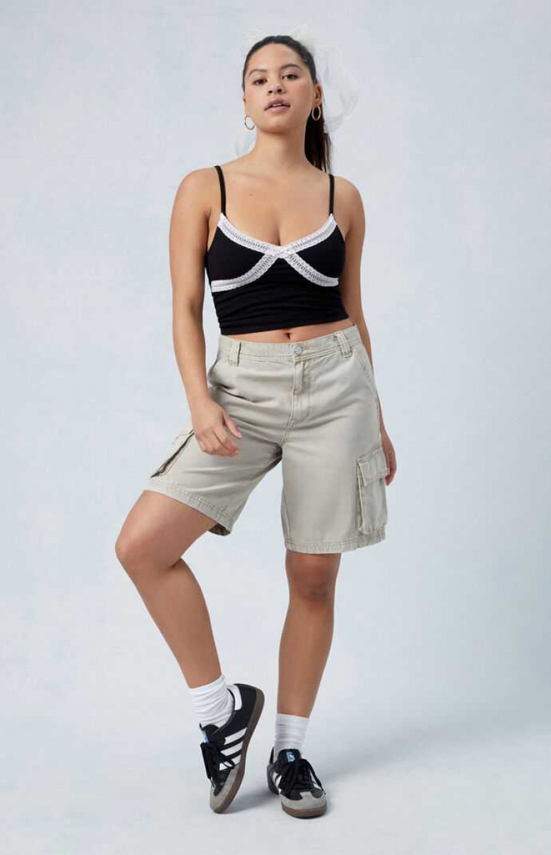 OATMEAL PacSun Oatmeal Low Rise Cargo Skater Shorts | QIDNXLG-16