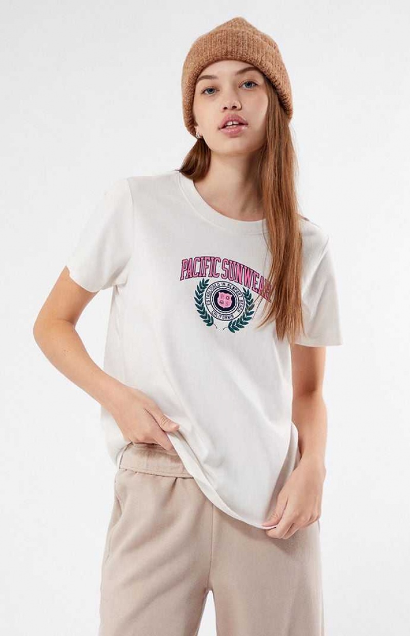 OFF WHITE PacSun Pacific Sunwear Crest Relaxed Vintage T-Shirt | IPZEKLH-29