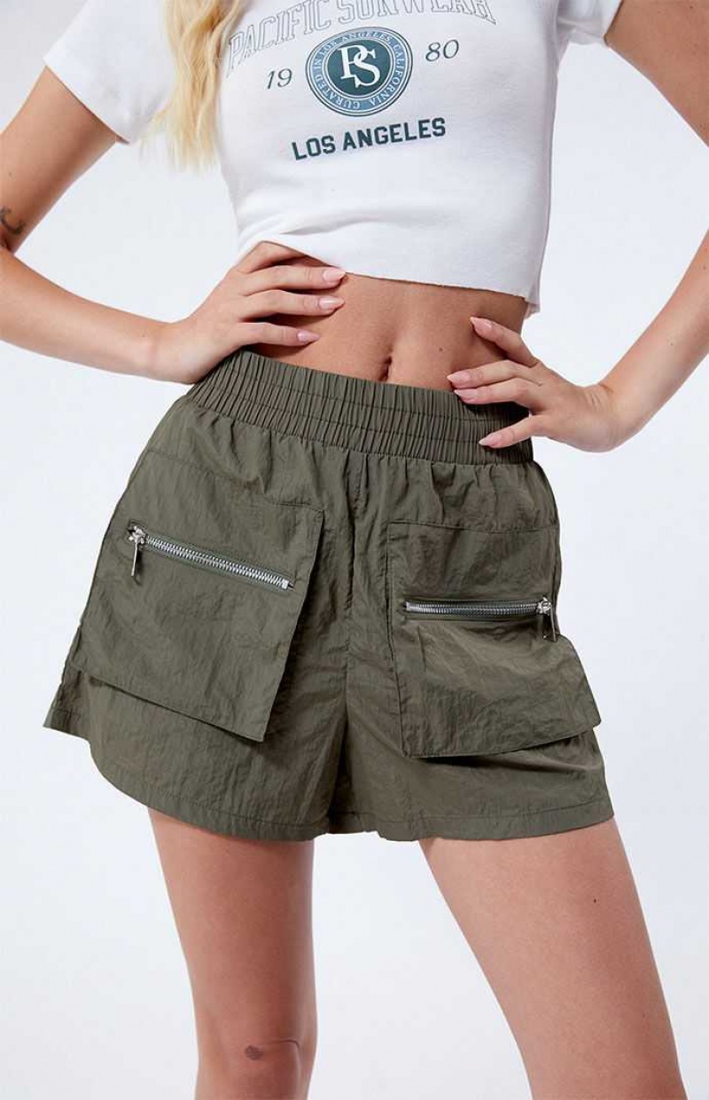 OLIVE PacSun LA Hearts Cargo Elastic Waist Shorts | IJPOLWR-40