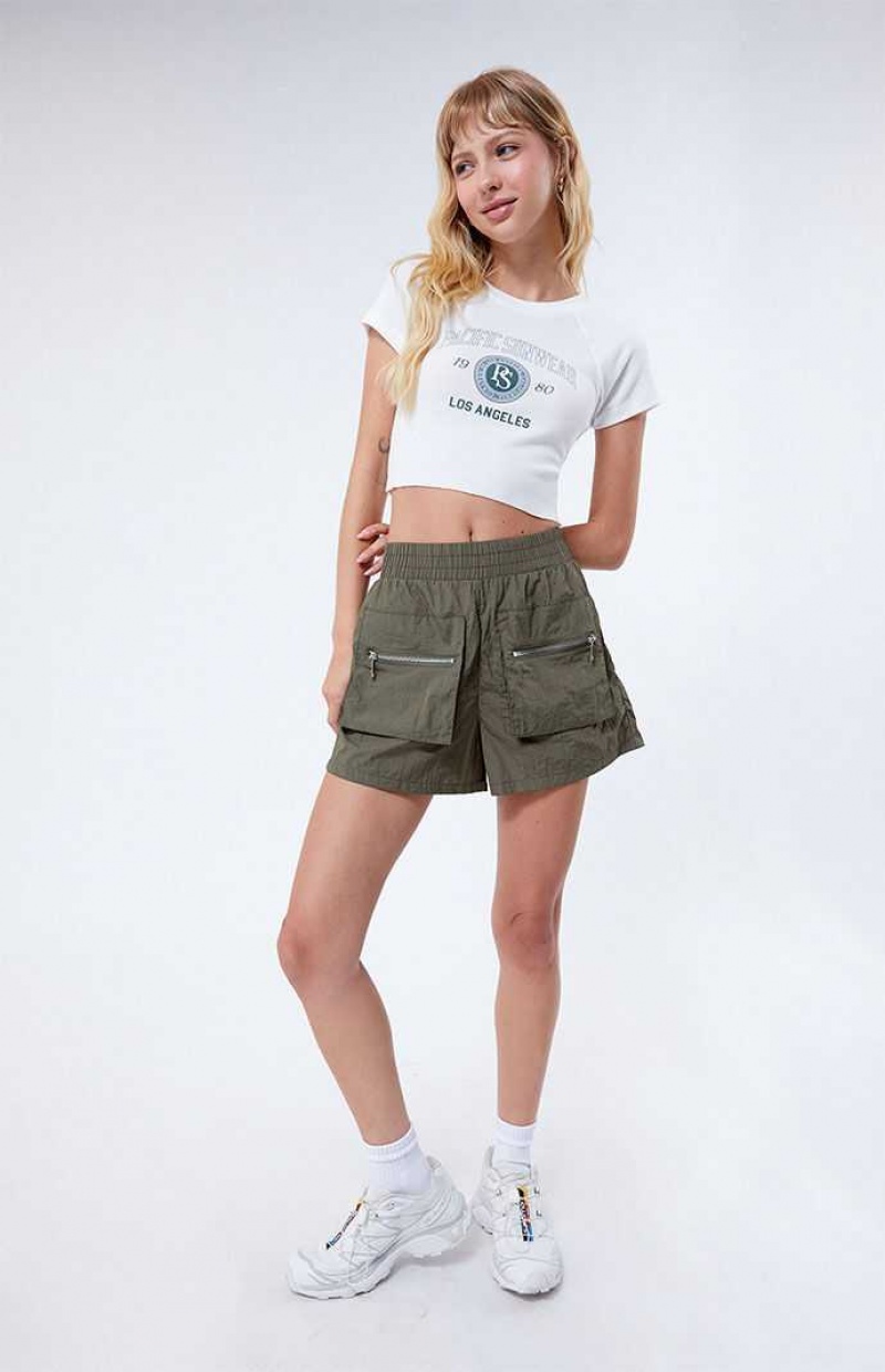 OLIVE PacSun LA Hearts Cargo Elastic Waist Shorts | IJPOLWR-40