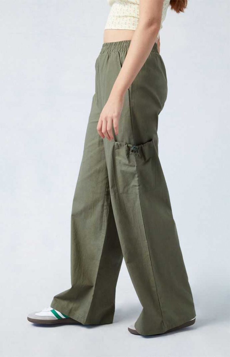 OLIVE PacSun Linen Pull-On Baggy Cargo Pants | QPOYVAN-54