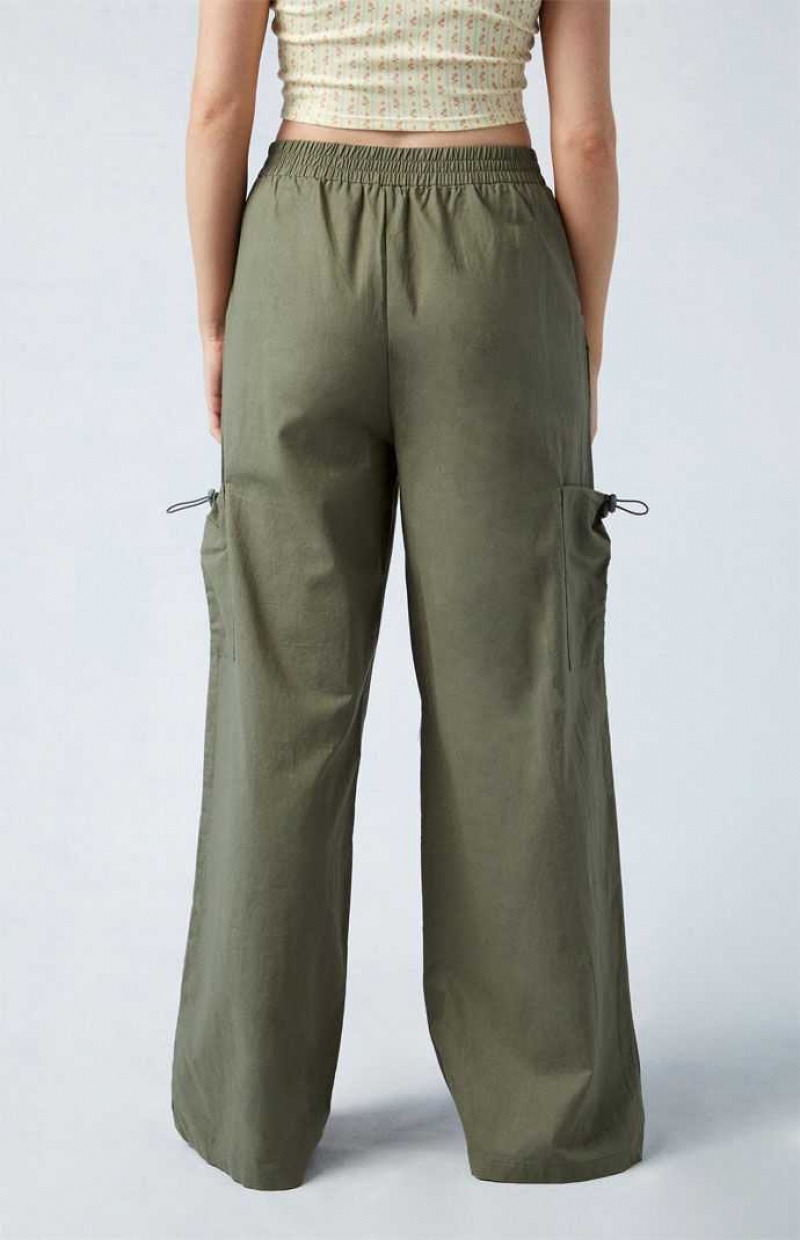 OLIVE PacSun Linen Pull-On Baggy Cargo Pants | QPOYVAN-54