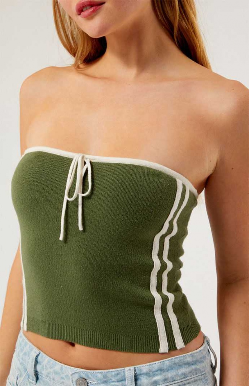 OLIVE PacSun Nickie Sporty Sweater Tube Top | FJMPCRZ-05