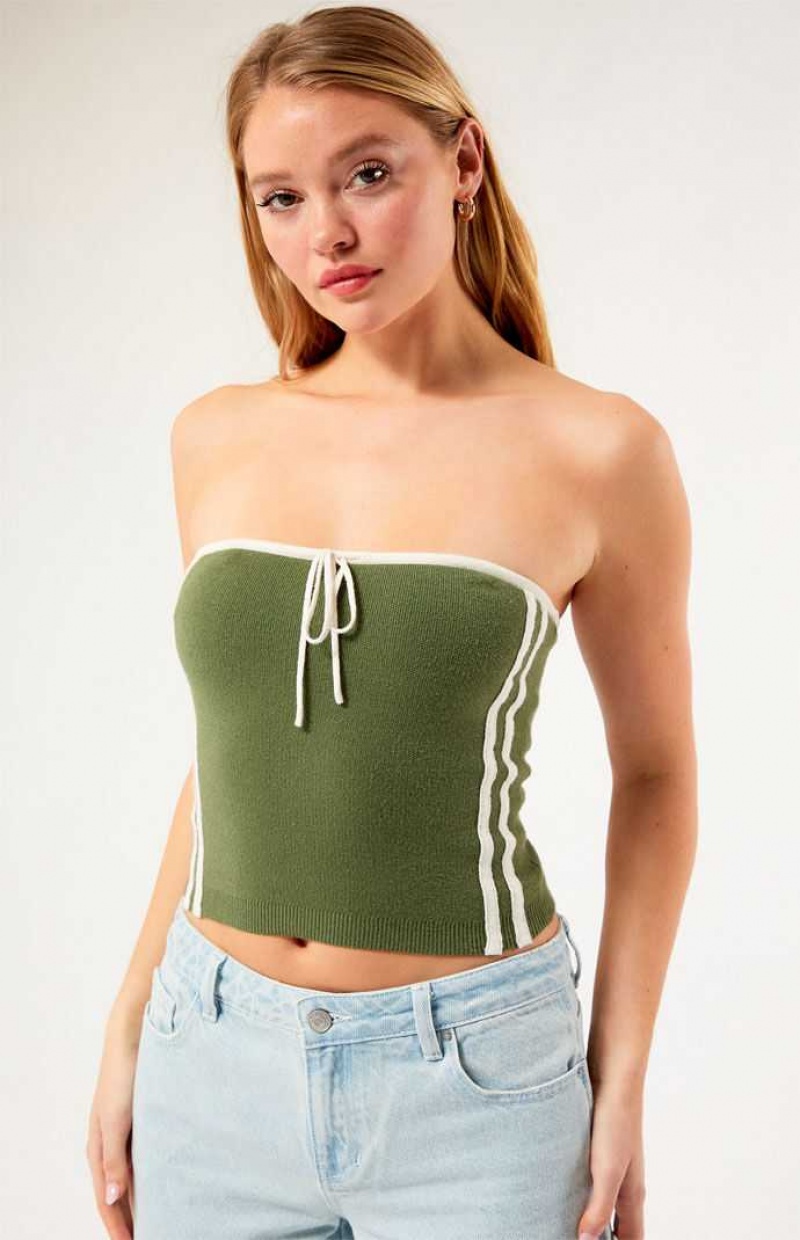 OLIVE PacSun Nickie Sporty Sweater Tube Top | FJMPCRZ-05