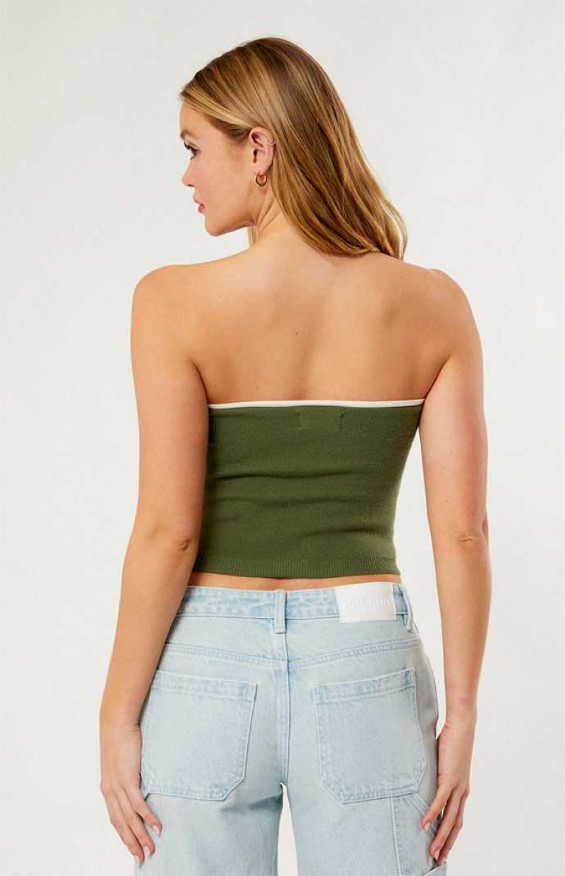 OLIVE PacSun Nickie Sporty Sweater Tube Top | FJMPCRZ-05