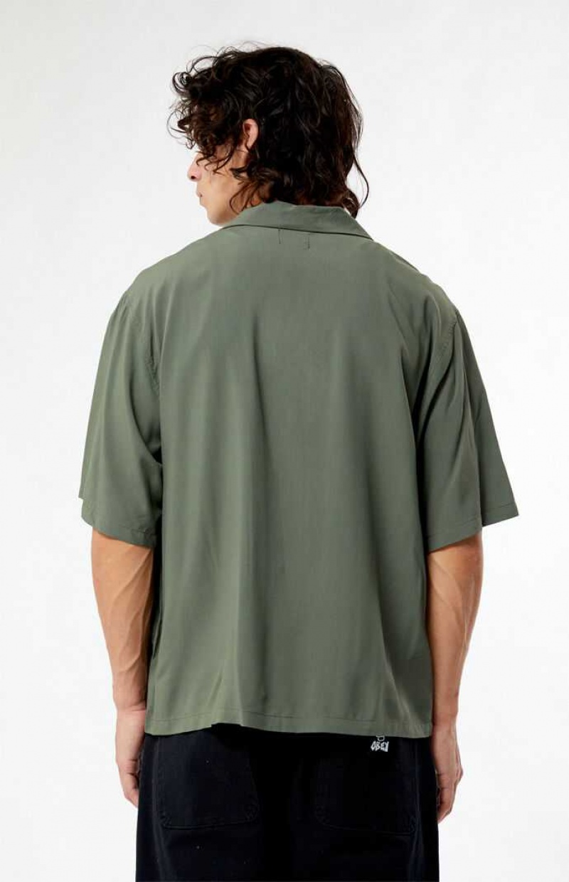 OLIVE PacSun Olive Oversized Camp Shirt | JCTZARG-07