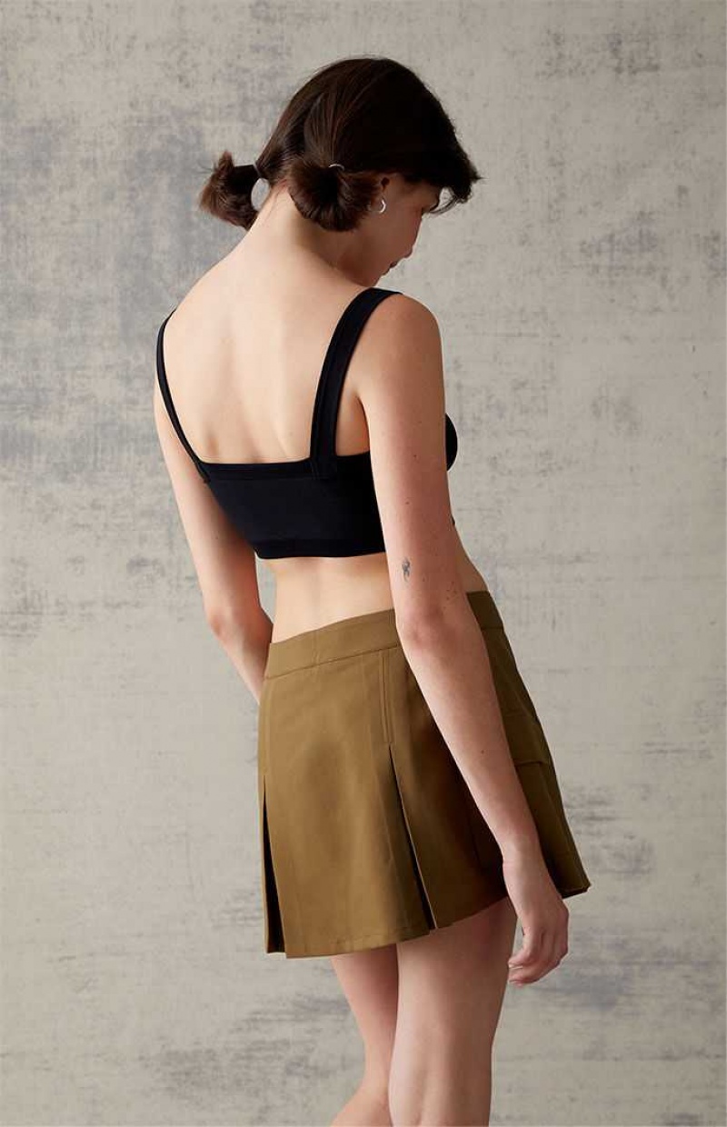 OLIVE PacSun Olive Pleated Cargo Mini Skirt | QSBPZJE-51