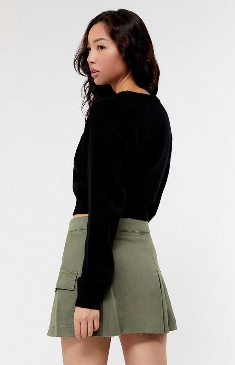 OLIVE PacSun Olive Stretch Pleated Cargo Mini Skirt | KJNAPQT-71