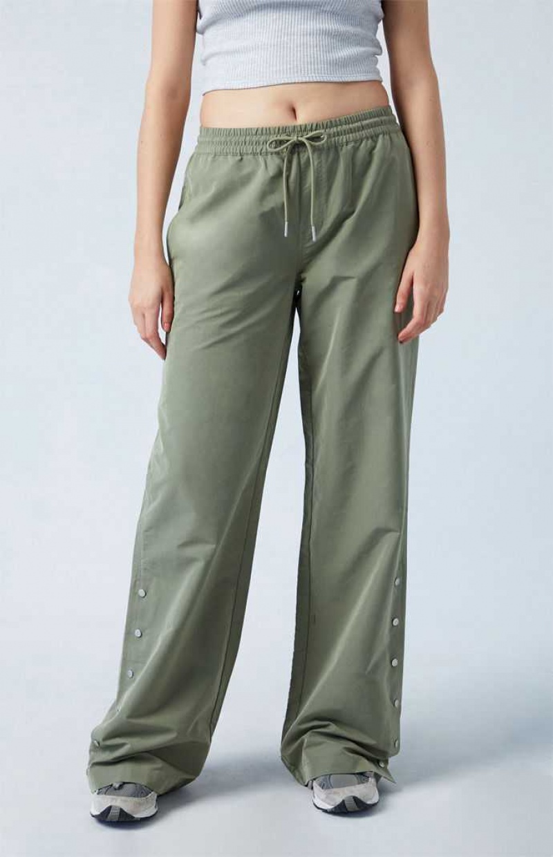 OLIVE PacSun Olive Tearaway Low Rise Wide Leg Cargo Pants | XNPVIEO-72