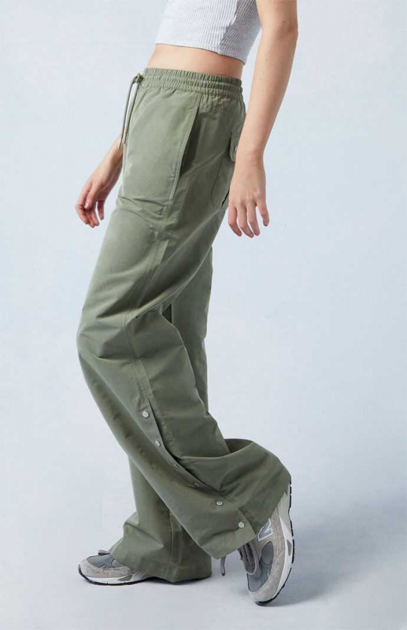 OLIVE PacSun Olive Tearaway Low Rise Wide Leg Cargo Pants | XNPVIEO-72