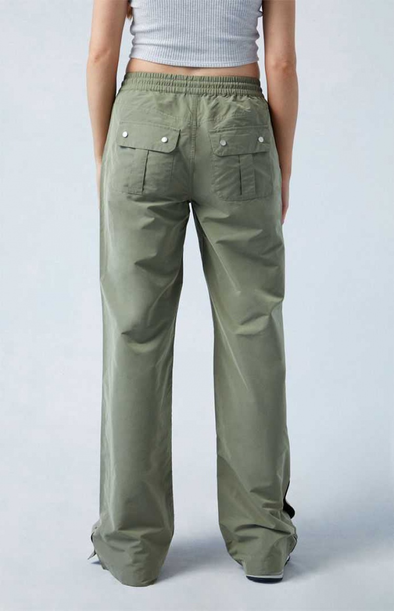 OLIVE PacSun Olive Tearaway Low Rise Wide Leg Cargo Pants | XNPVIEO-72