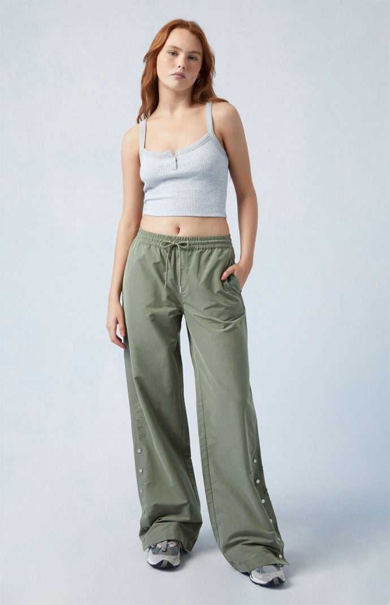 OLIVE PacSun Olive Tearaway Low Rise Wide Leg Cargo Pants | XNPVIEO-72