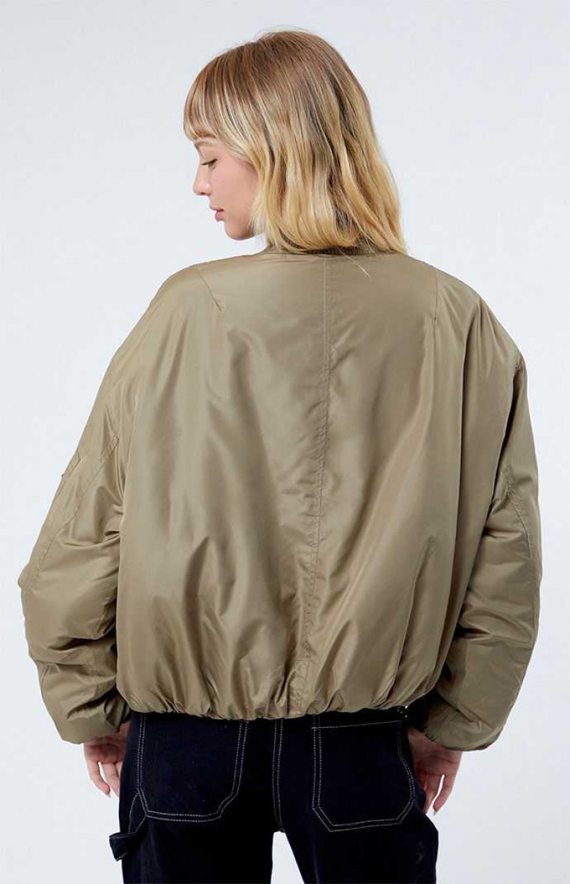 OLIVE PacSun Oversized Bomber Jacket | XEQAUFB-73