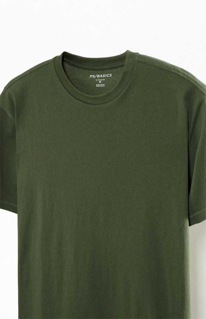 OLIVE PacSun PS Basics Olive Reece Regular T-Shirt | JALQHIE-65