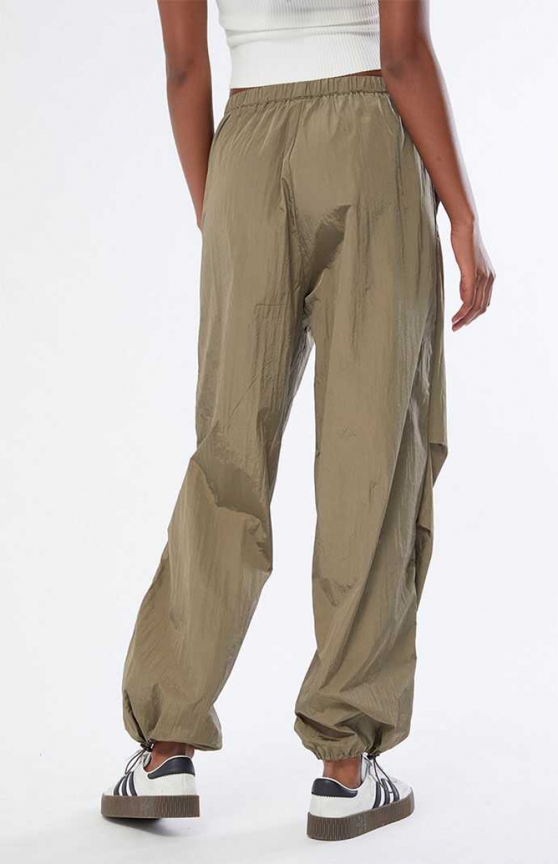 OLIVE PacSun Ruched Shine Baggy Pants | ZRJHACX-61