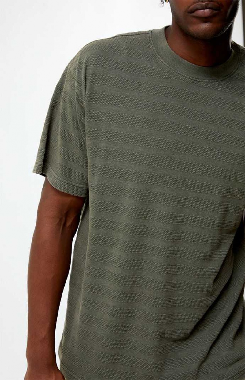 OLIVE PacSun Stripe Textured T-Shirt | DKGZWME-78