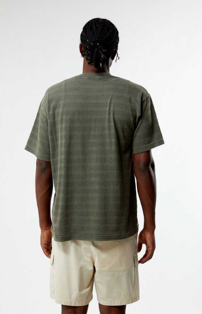 OLIVE PacSun Stripe Textured T-Shirt | DKGZWME-78