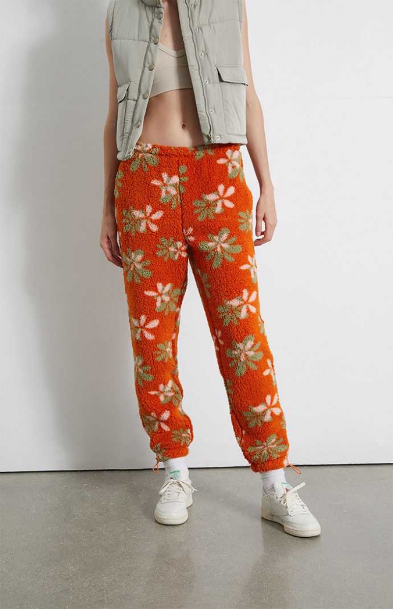 ORANGE PacSun Groovy Floral Sherpa Sweatpants | FPTGZKV-45