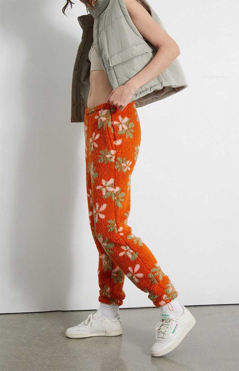 ORANGE PacSun Groovy Floral Sherpa Sweatpants | FPTGZKV-45