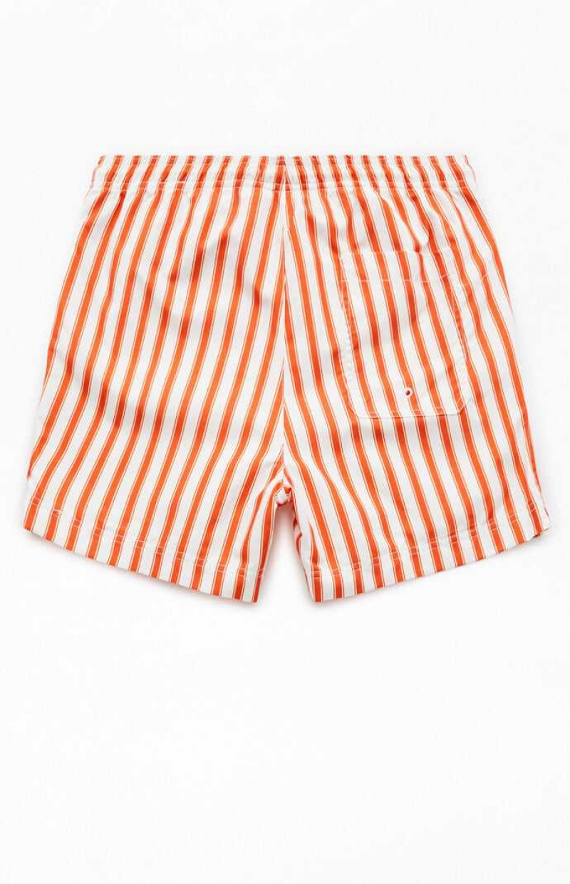 ORANGE PacSun Mandarin Striped 4.5" Swim Trunks | AFTOLZX-32