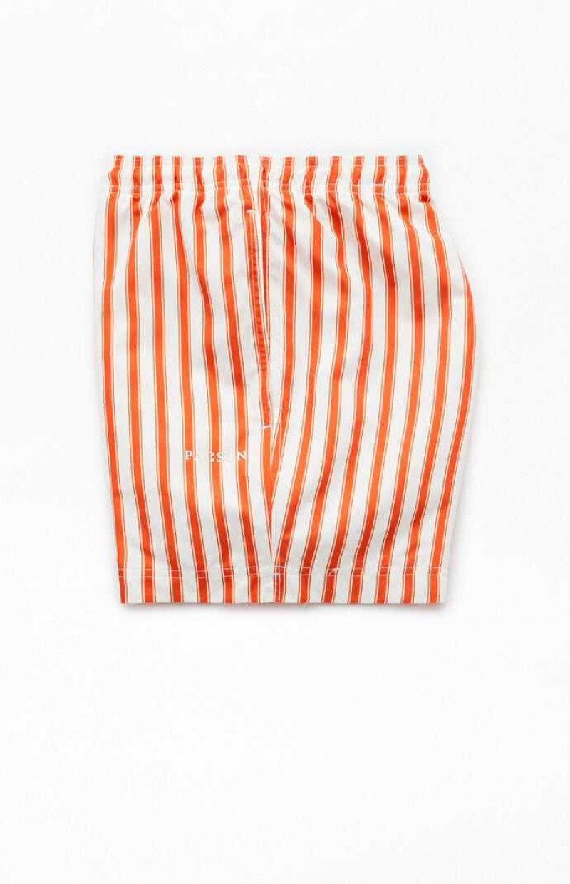 ORANGE PacSun Mandarin Striped 4.5" Swim Trunks | AFTOLZX-32