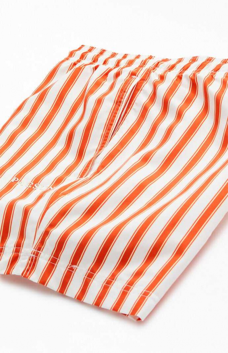 ORANGE PacSun Mandarin Striped 4.5" Swim Trunks | AFTOLZX-32