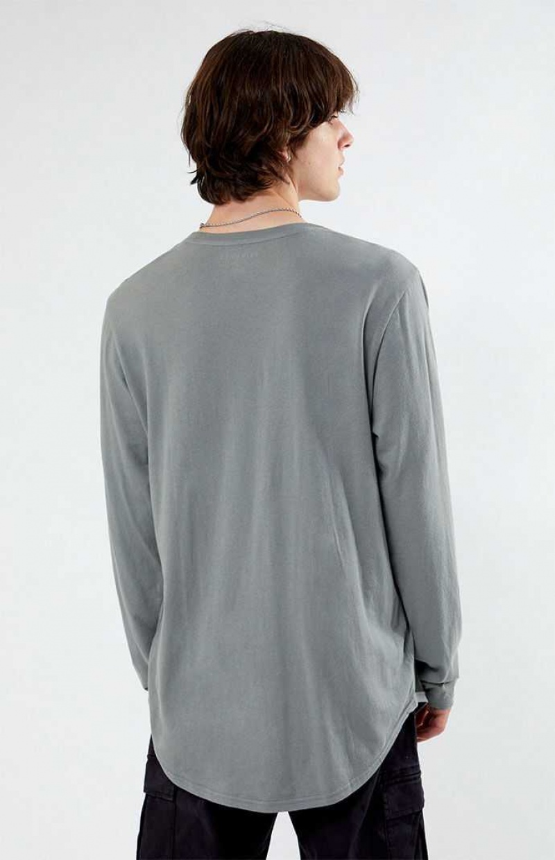 PEWTER PacSun Scallop Long Sleeve T-Shirt | LUBYADM-46