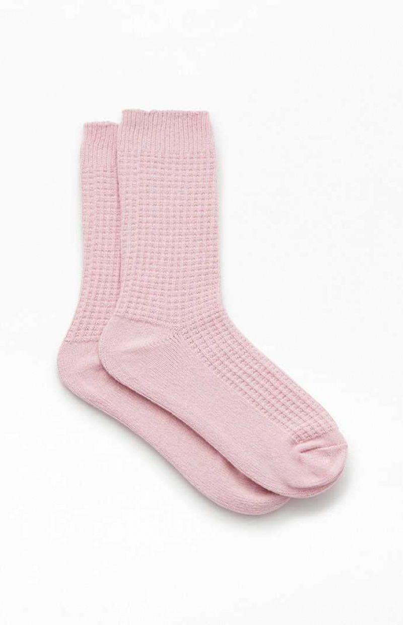 PINK PacSun Cozy Waffle Knit Crew Socks | VAXJIDN-68