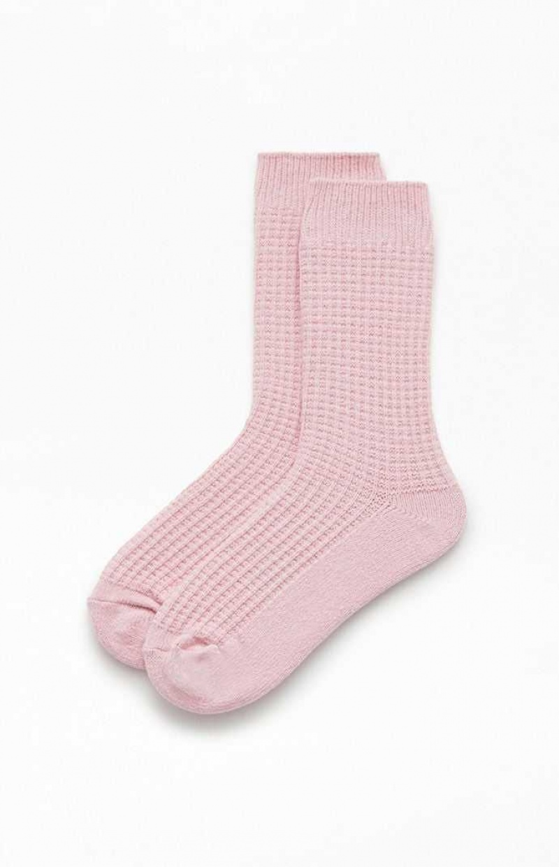 PINK PacSun Cozy Waffle Knit Crew Socks | VAXJIDN-68