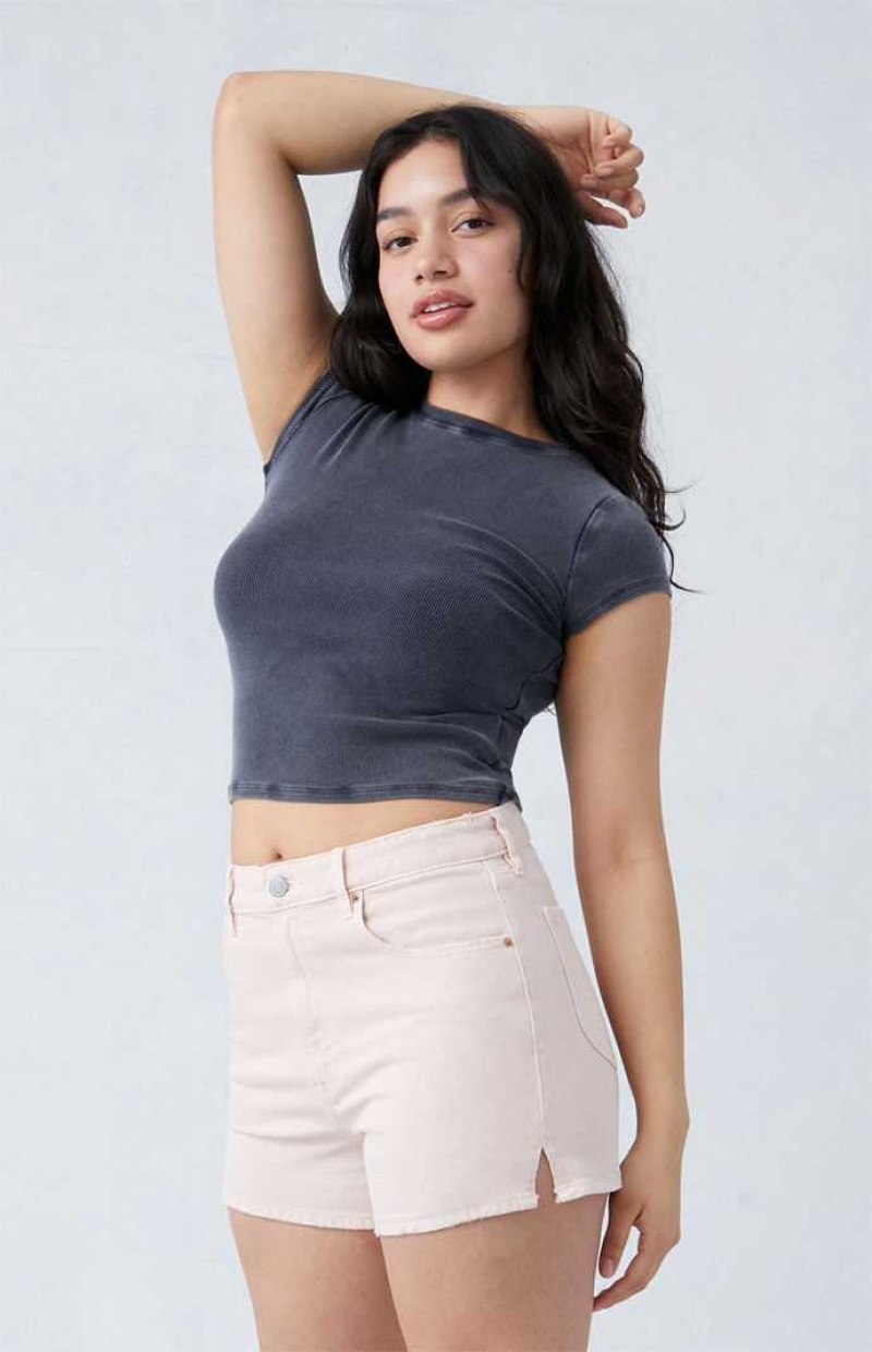 PINK PacSun Eco Pink Curve High Waisted Denim Festival Shorts | GQZEBST-24