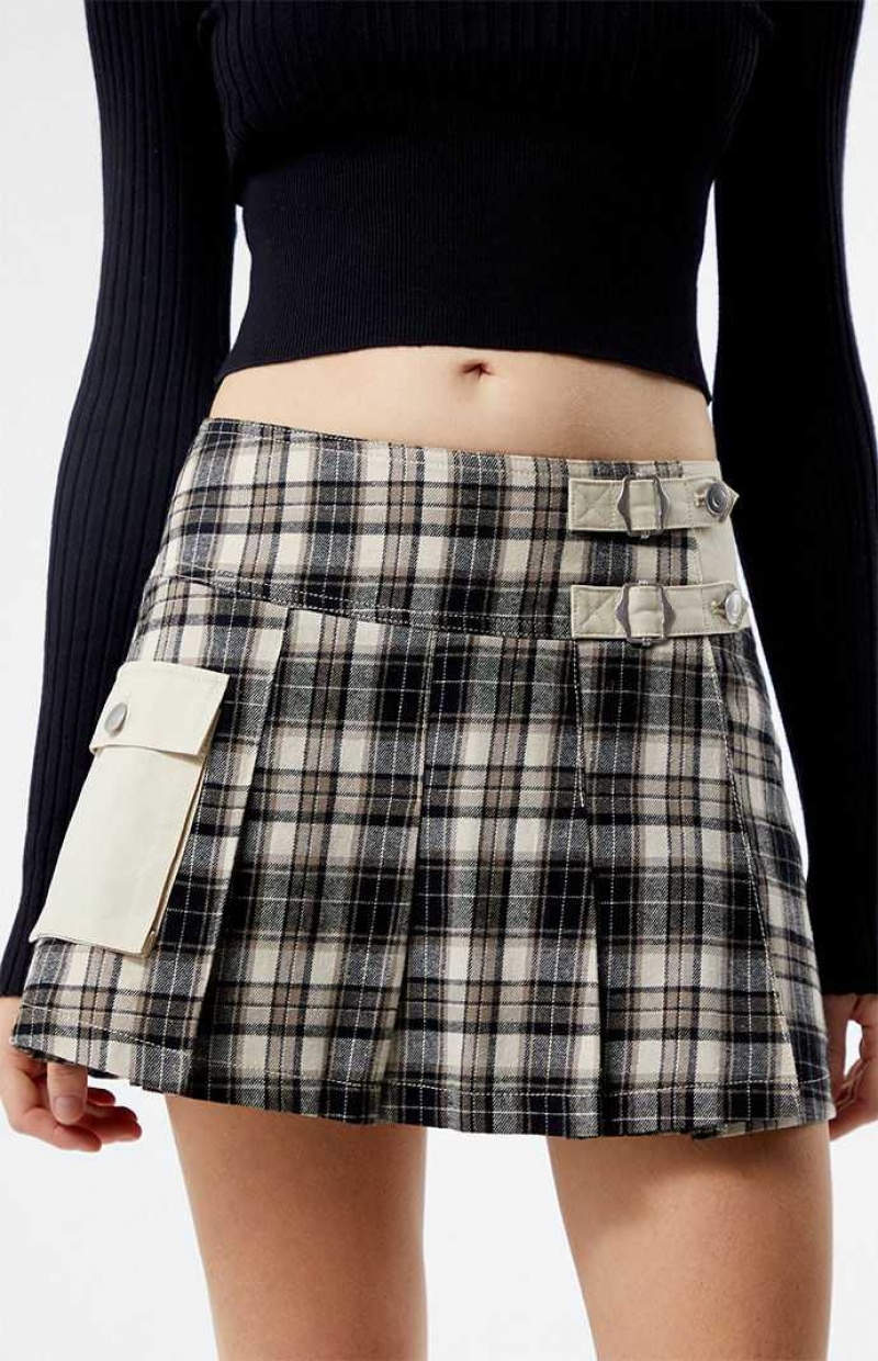 PLAID PacSun LA Hearts Cargo Plaid Mini Skirt | YKVMLSC-82