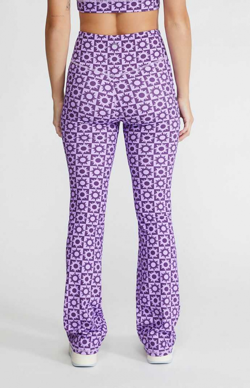 PURPLE PacSun Active Flying V Flare Yoga Pants | LYXVGPJ-95