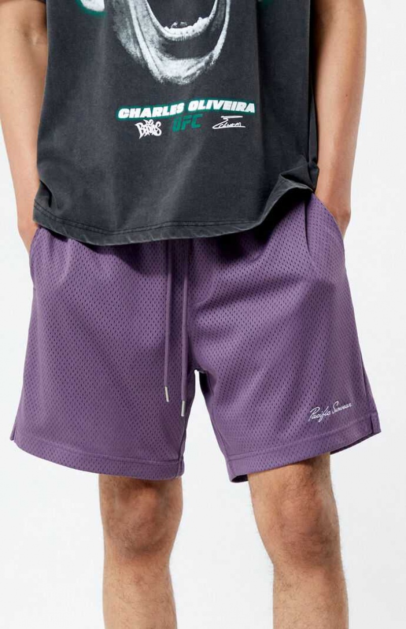 PURPLE PacSun Purple Mesh Basketball Shorts | KSARTEC-73