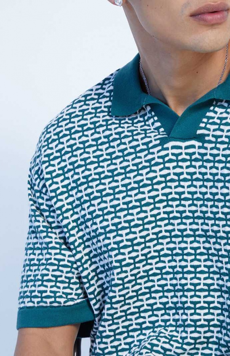 PacSun Green Woven Polo Shirt | KBZTRAL-16