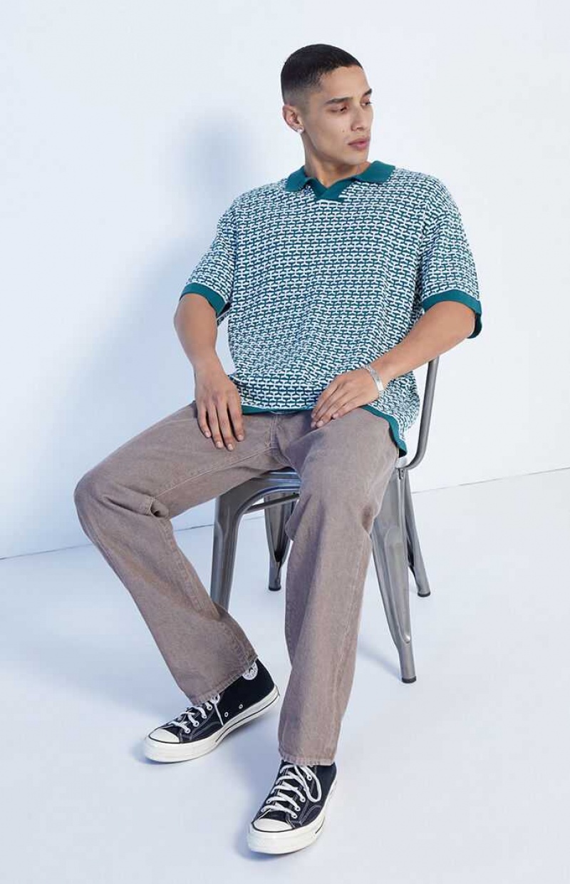 PacSun Green Woven Polo Shirt | KBZTRAL-16