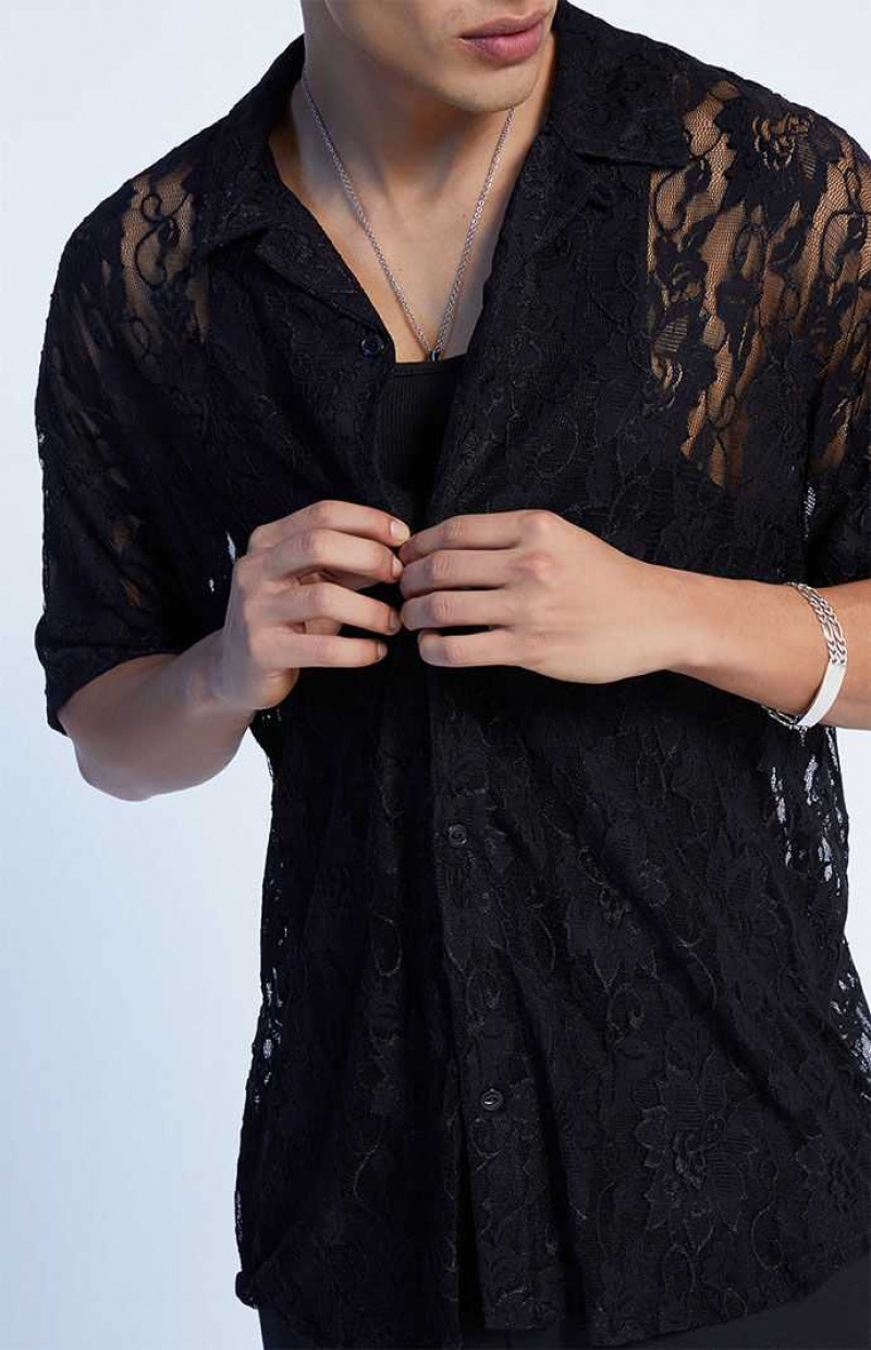 PacSun Oversized Scallop Lace Camp Shirt | GUPKAHV-63