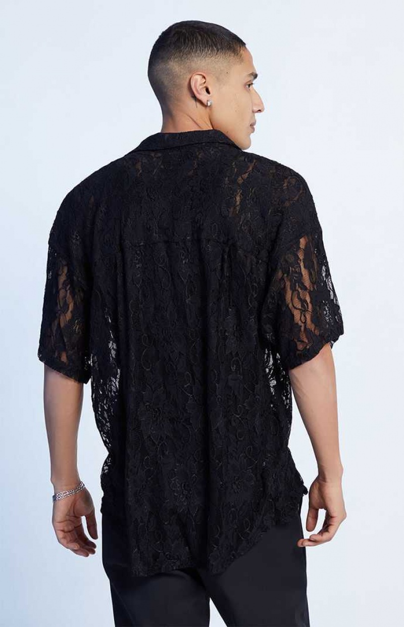 PacSun Oversized Scallop Lace Camp Shirt | GUPKAHV-63