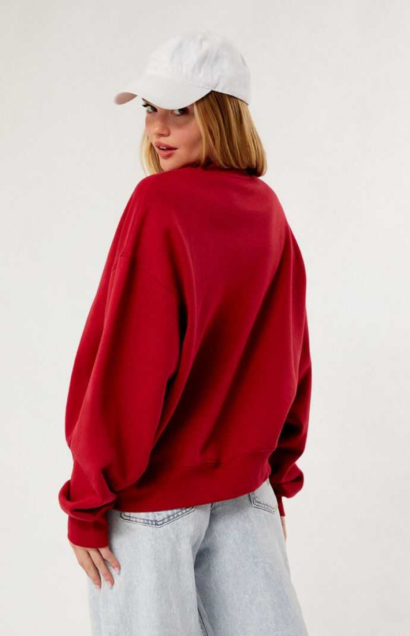 RED PacSun 1980 Pacific Sunwear Crew Neck Sweatshirt | JZTNMVB-81