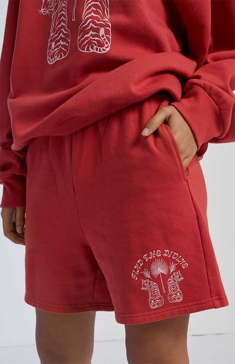 RED PacSun Find The Divine Sweat Shorts | KDRUZVN-76