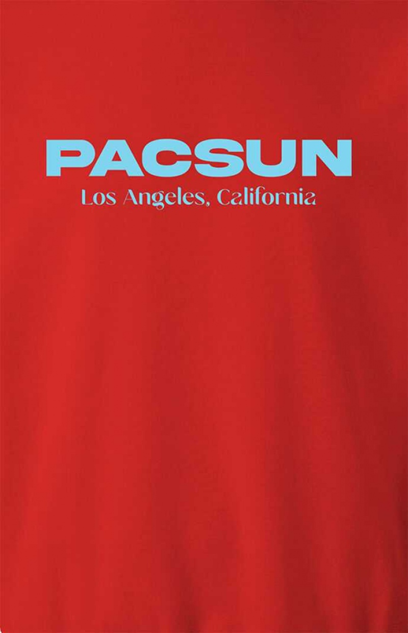 RED PacSun Los Angeles Crew Neck Sweatshirt | TGRZNDK-03