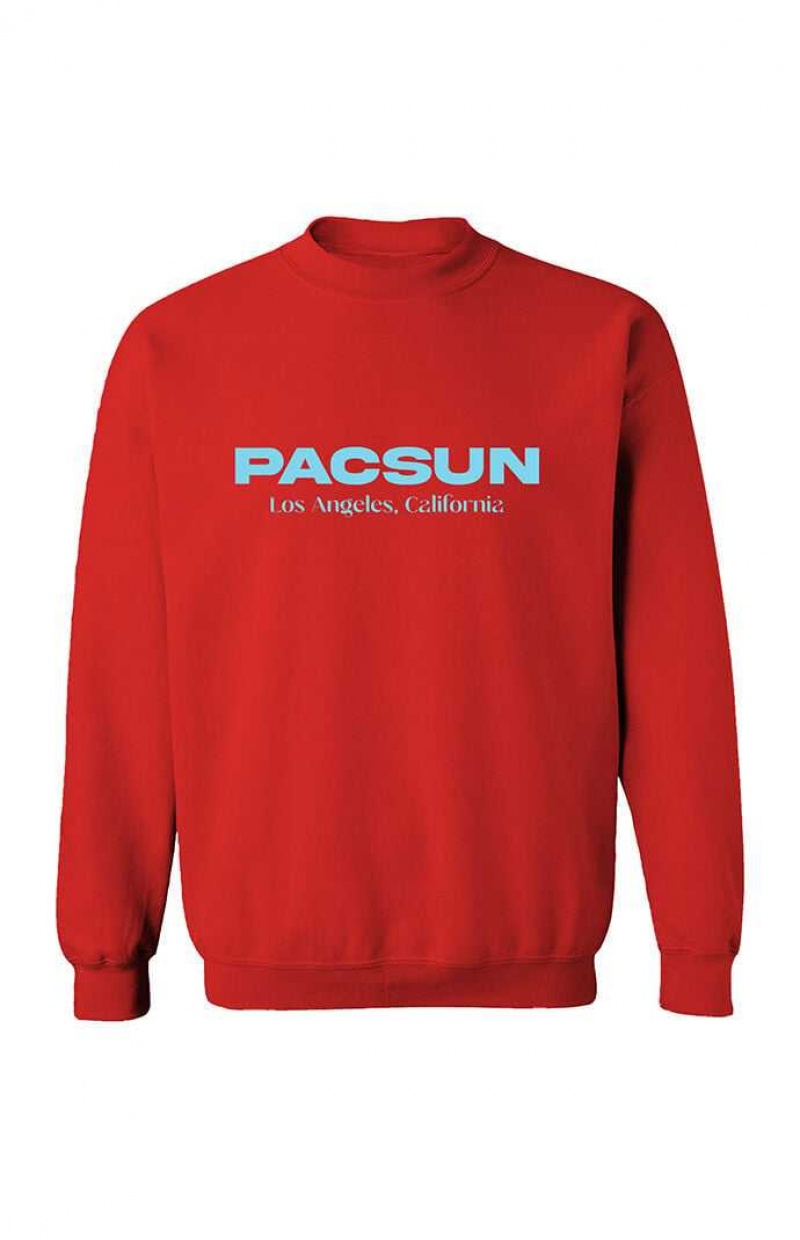 RED PacSun Los Angeles Crew Neck Sweatshirt | TGRZNDK-03